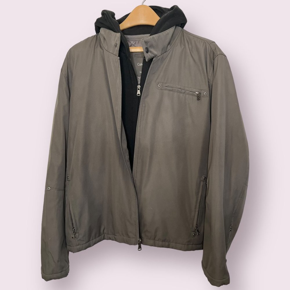 MINT Calvin Klein Racer Jacket with Interior Lining + Hood, Men's XL